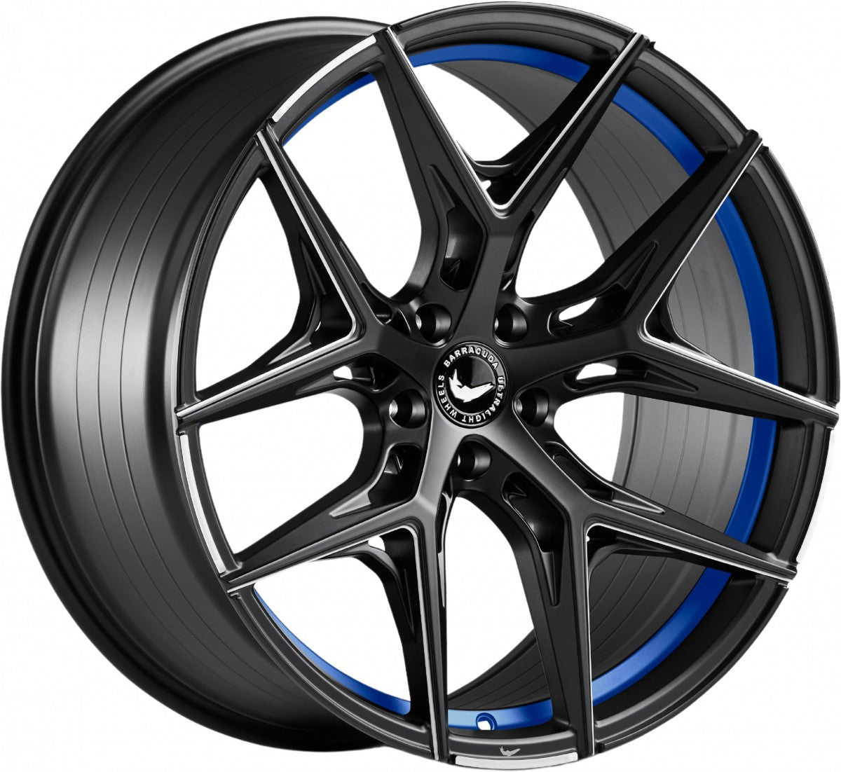 Barracuda Razzer mattblack undertcut trimline blau PureSports gefräst Alufelge 10.5x22 Zoll ET19 LK 5x112 ML73.1