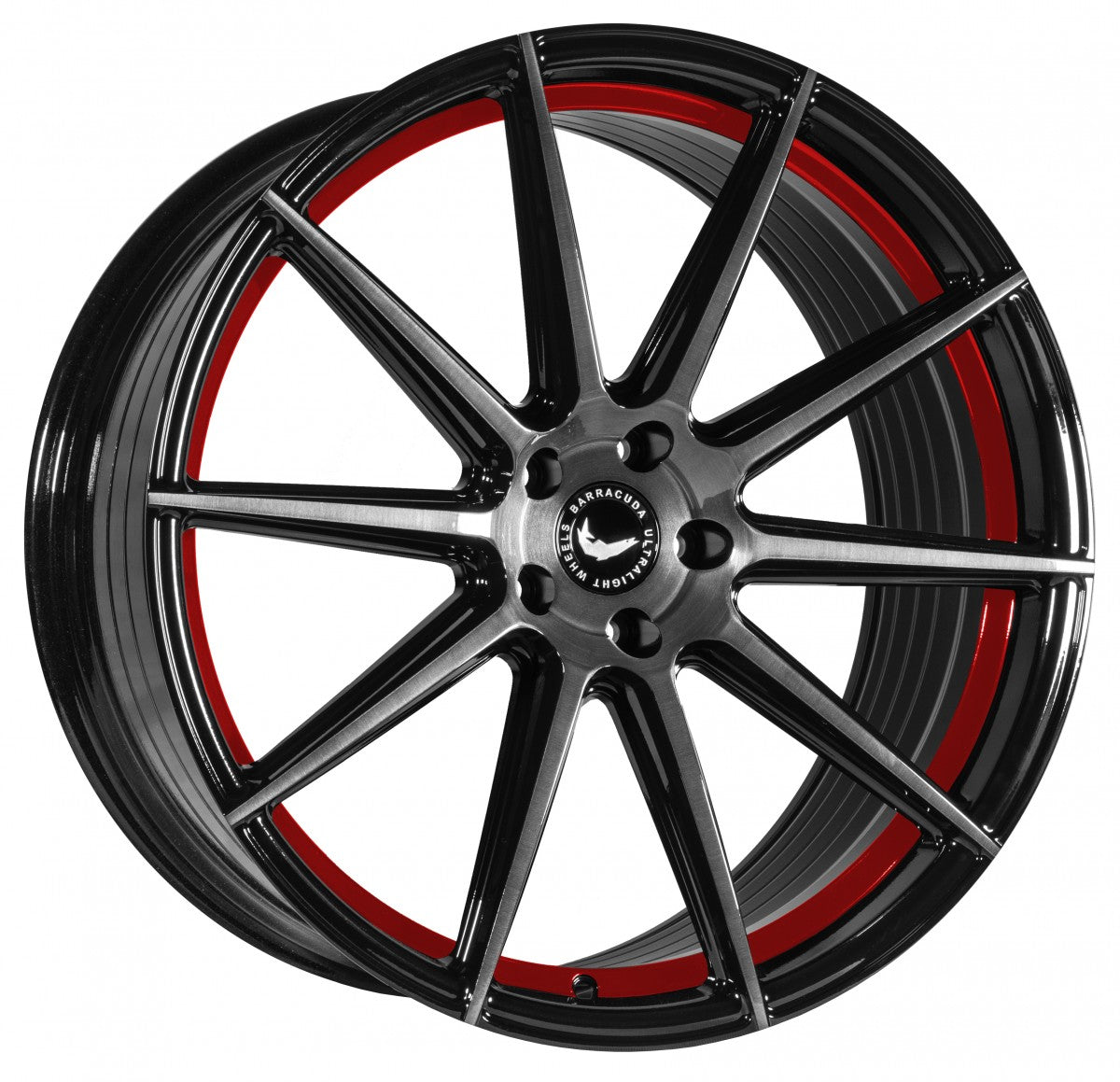 Barracuda Project 2.0 higloss-black brushed surface / Undercut Colour Trim rot Alufelge 10.5x21 Zoll ET20 LK 5x112 ML73.1