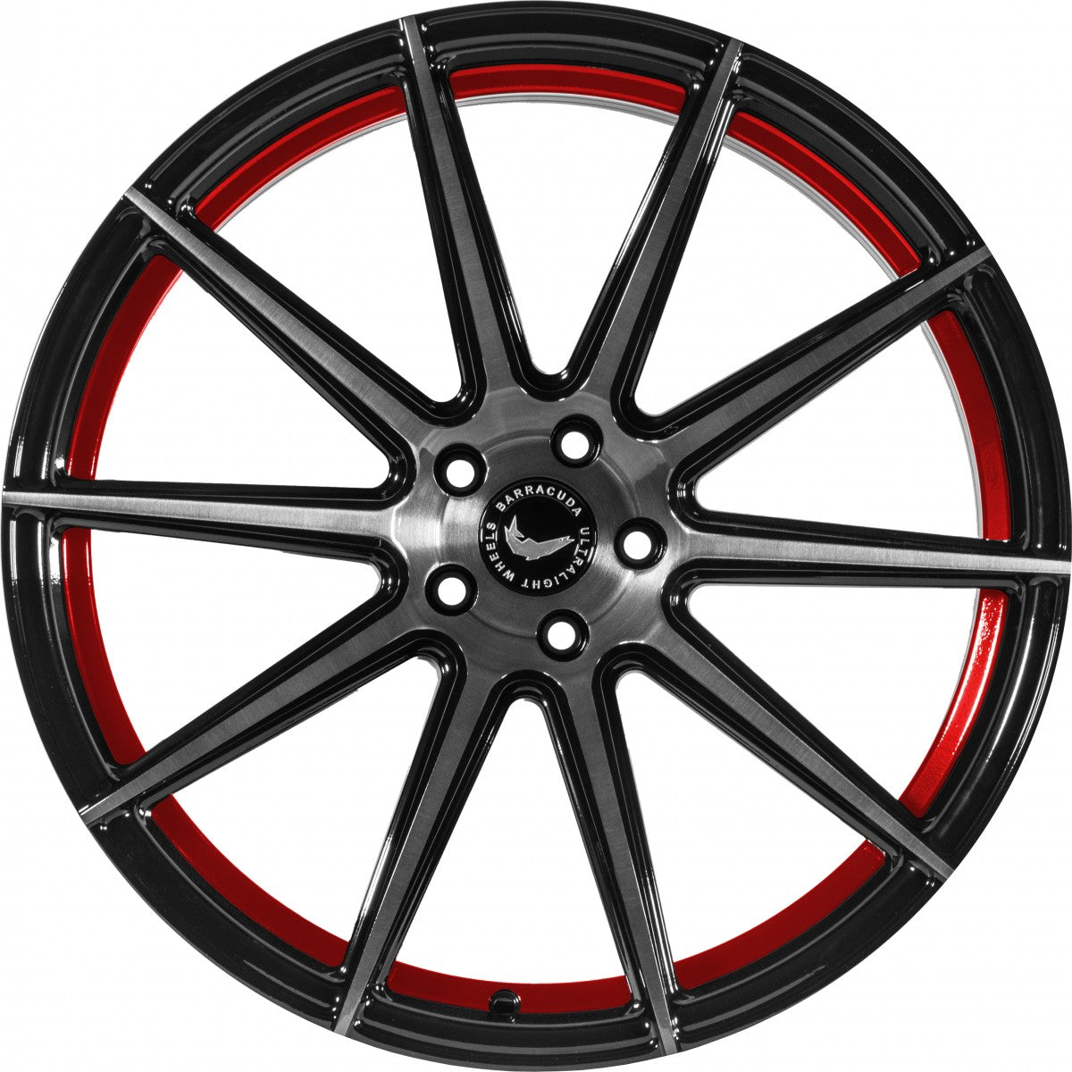 Barracuda Project 2.0 higloss-black brushed surface / Undercut Colour Trim rot Alufelge 10.5x21 Zoll ET20 LK 5x112 ML73.1 – Bild 2