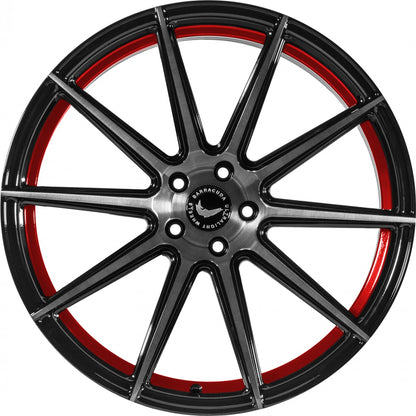 Barracuda Project 2.0 higloss-black brushed surface / Undercut Colour Trim rot Alufelge 10.5x21 Zoll ET20 LK 5x112 ML73.1 – Bild 2