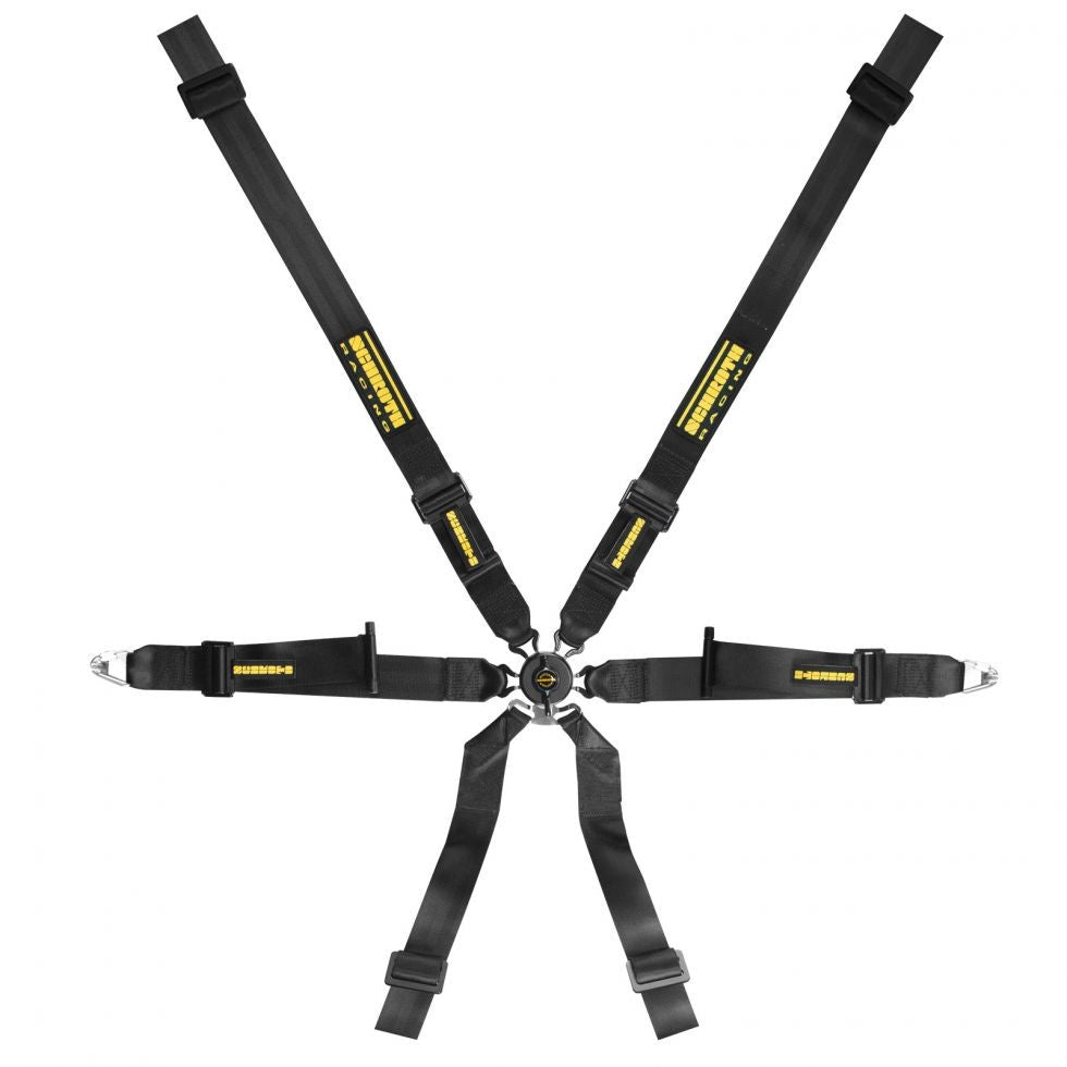 Schroth Profi XLT 2x2 - Pull Up schwarz mit schwarz/gelbem SCHROTH RACING Logo HANS