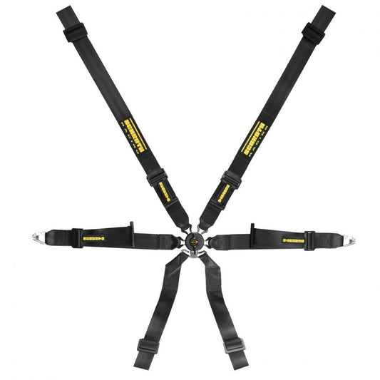 Schroth Profi XLT 2x2 - Pull Up schwarz mit schwarz/gelbem SCHROTH RACING Logo HANS
