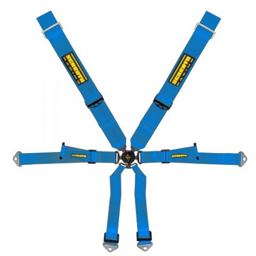 Schroth Profi Porsche 991 3x2 blau mit schwarz/gelbem SCHROTH RACING Logo