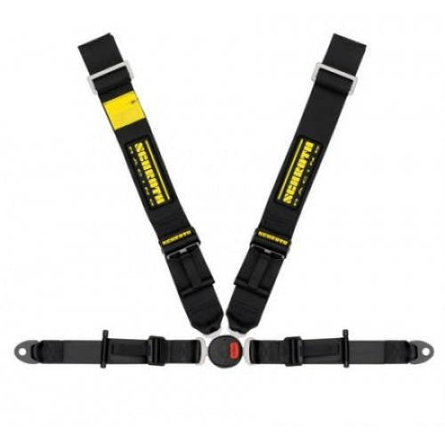 Schroth Lotus II-FE asm schwarz mit schwarz/gelbem SCHROTH RACING Logo rechts