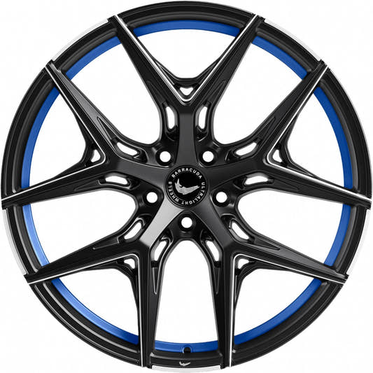 Barracuda Razzer mattblack undertcut trimline blau PureSports gefräst Alufelge 8.5x20 Zoll ET40 LK 5x108 ML73.1 – Bild 2