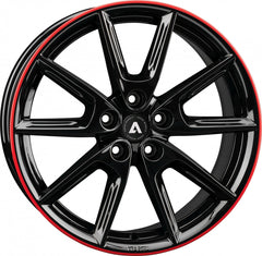 Akoni AK09 black glossy rim red Alufelge 8x18 Zoll ET40 LK 5x114.3 ML72.5