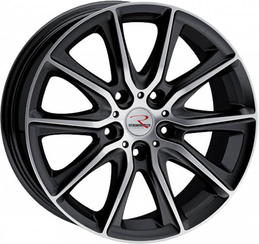 R-Style Wheels SR13 black front polished 6.5x16 ET38 - LK5/114.3 ML70.4