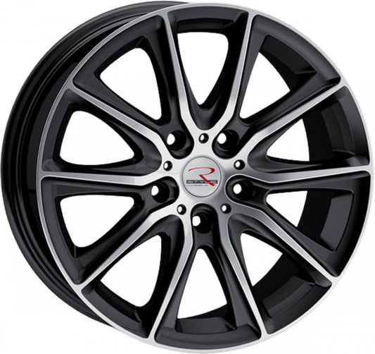 R-Style Wheels SR13 black front polished 6.5x16 ET48 - LK5/112 ML70.4