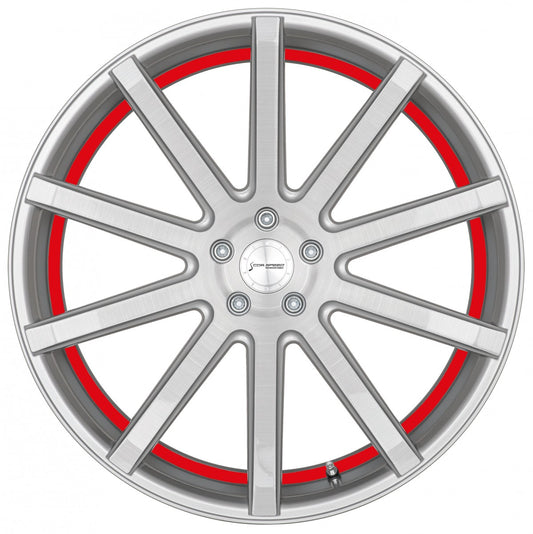 Corspeed Deville silver-brushed-surface / Undercut Color Trim rot Alufelge 11x23 Zoll ET40 LK 5x112 ML73.1 – Bild 2