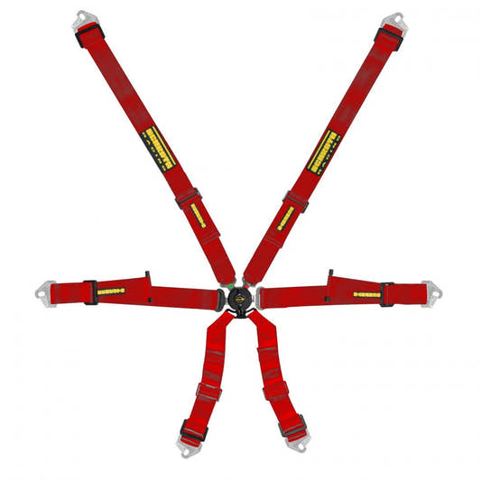 Schroth Profi 2x2 Pull Up rot mit schwarz/gelbem SCHROTH RACING Logo HANS