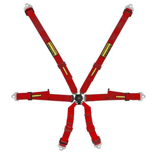 Schroth Profi 2x2 Pull Up rot mit schwarz/gelbem SCHROTH RACING Logo HANS