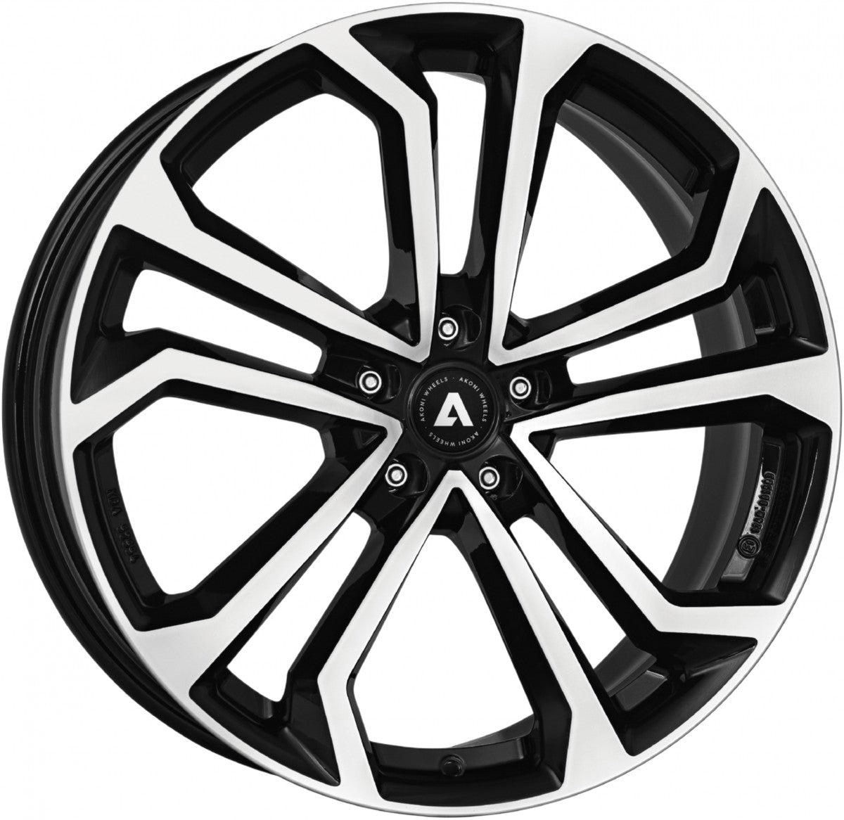 Akoni AK04 black polished Alufelge 8x19 Zoll ET39 LK 5x112 ML66.6