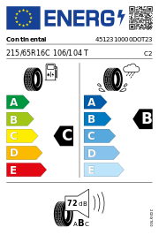 Continental ContiVanContact 100 DOT23 215/65R16C 106/104T DOT DOT23 – EU-Reifenlabel