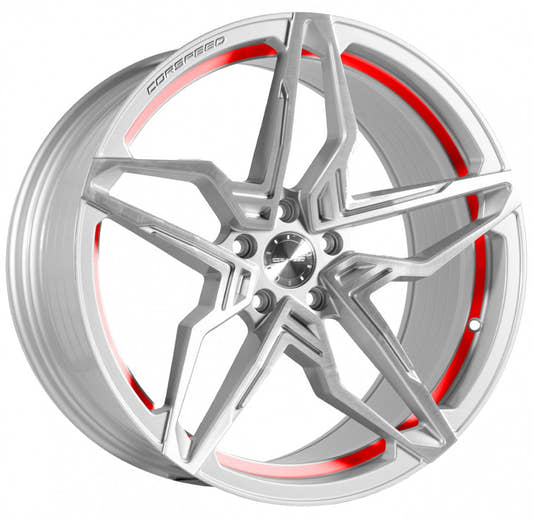 Corspeed Kharma silver-brushed-surface undercut trimline red Alufelge 8.5x19 Zoll ET43 LK 5x112 ML73.1