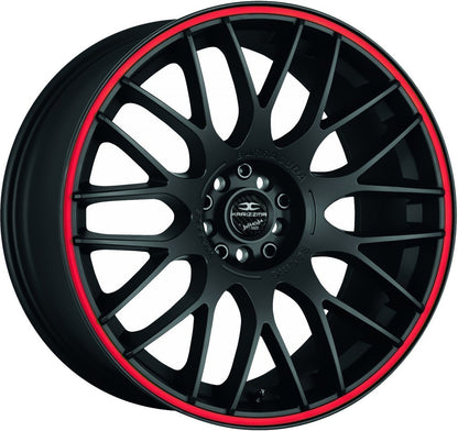 Barracuda Karizzma mattblack PureSports / Color Trim rot - DS15 Alufelge 9x20 Zoll ET27 LK 5x120 ML72.6