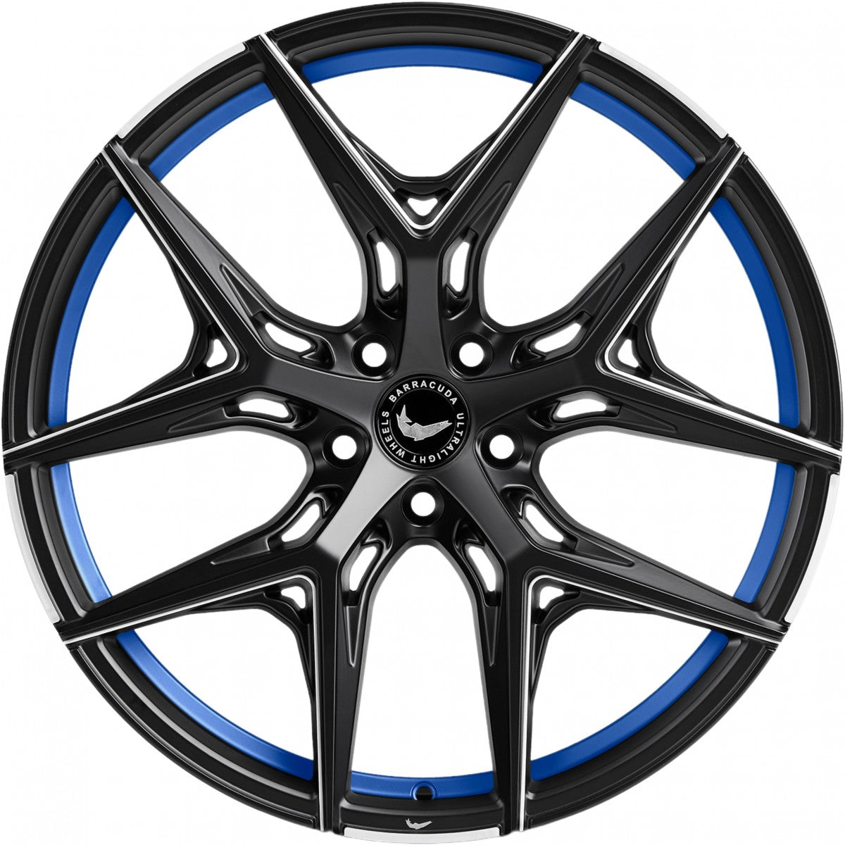 Barracuda Razzer mattblack undertcut trimline blau PureSports gefräst Alufelge 9.5x22 Zoll ET37 LK 5x108 ML73.1 – Bild 2