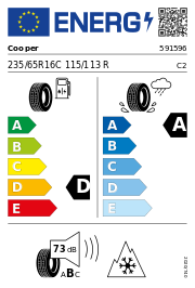 Cooper Evolution Van All Season 3PMSF DOT22 235/65R16C 115/113R DOT DOT22 – EU-Reifenlabel