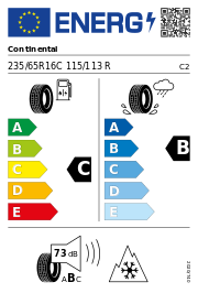 Continental VanContact Winter 3PMSF M+S DOT18 235/65R16C 115/113R DOT DOT18 – EU-Reifenlabel