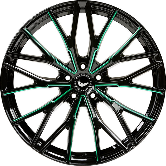 Barracuda Project 3.0 black gloss flashgreen Alufelge 8.5x18 Zoll ET43 LK 5x112 ML73.1 – Bild 2