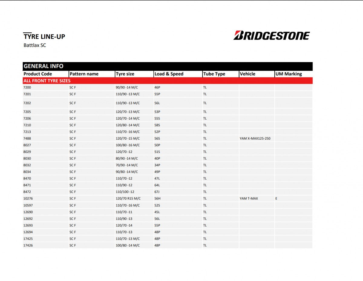 Bridgestone Battlax Scooter 120/80 R14 58S