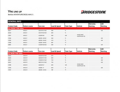 Bridgestone AX41S 130/80 R17 65H