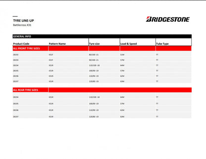 Bridgestone Battlecross X31 NHS (TT) 80/100 R21 51M