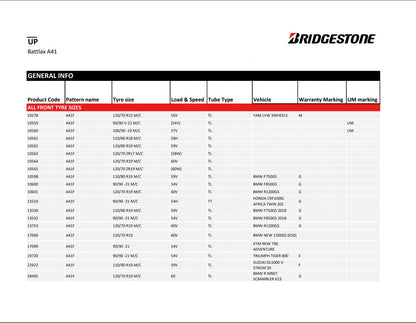 Bridgestone Battlax A41 N 110/80 R19 59V