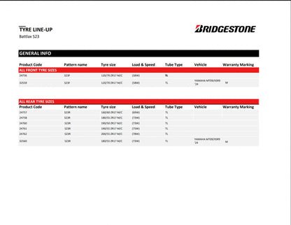 Bridgestone Battlax S23 M 180/55 R17 73 (Z)W