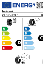 Continental Sportcontact 3 E * SSR DOT20 245/45 R18 96Y DOT DOT20 – EU-Reifenlabel