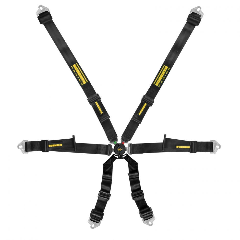 Schroth Profi 2x2 Pull Up schwarz mit schwarz/gelbem SCHROTH RACING Logo HANS