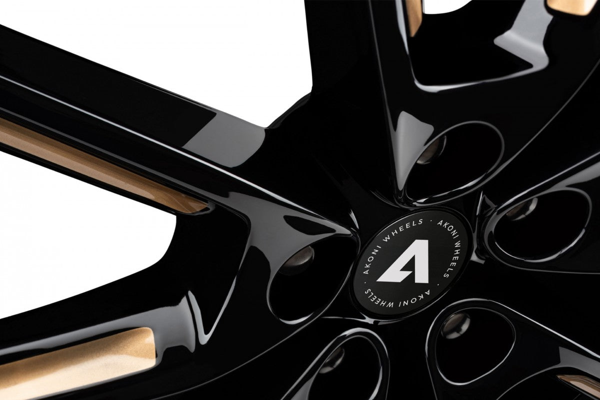 Akoni AK09 black glossy gold spoke rim Alufelge 8x18 Zoll ET40 LK 5x114.3 ML72.5 – Bild 3