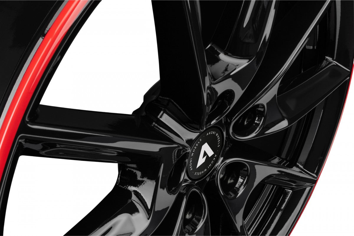 Akoni AK09 black glossy rim red Alufelge 8x19 Zoll ET50 LK 5x112 ML66.5 – Bild 2
