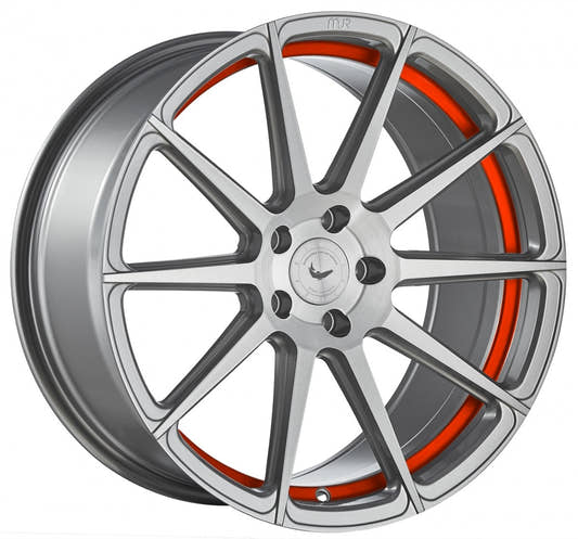 Barracuda Project 2.0 silver brushed / Undercut Color Trim rot Alufelge 9.5x22 Zoll ET35 LK 5x112 ML73.1