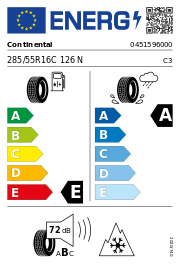Continental VanContact A/S 3PMSF 285/55 R16 126N