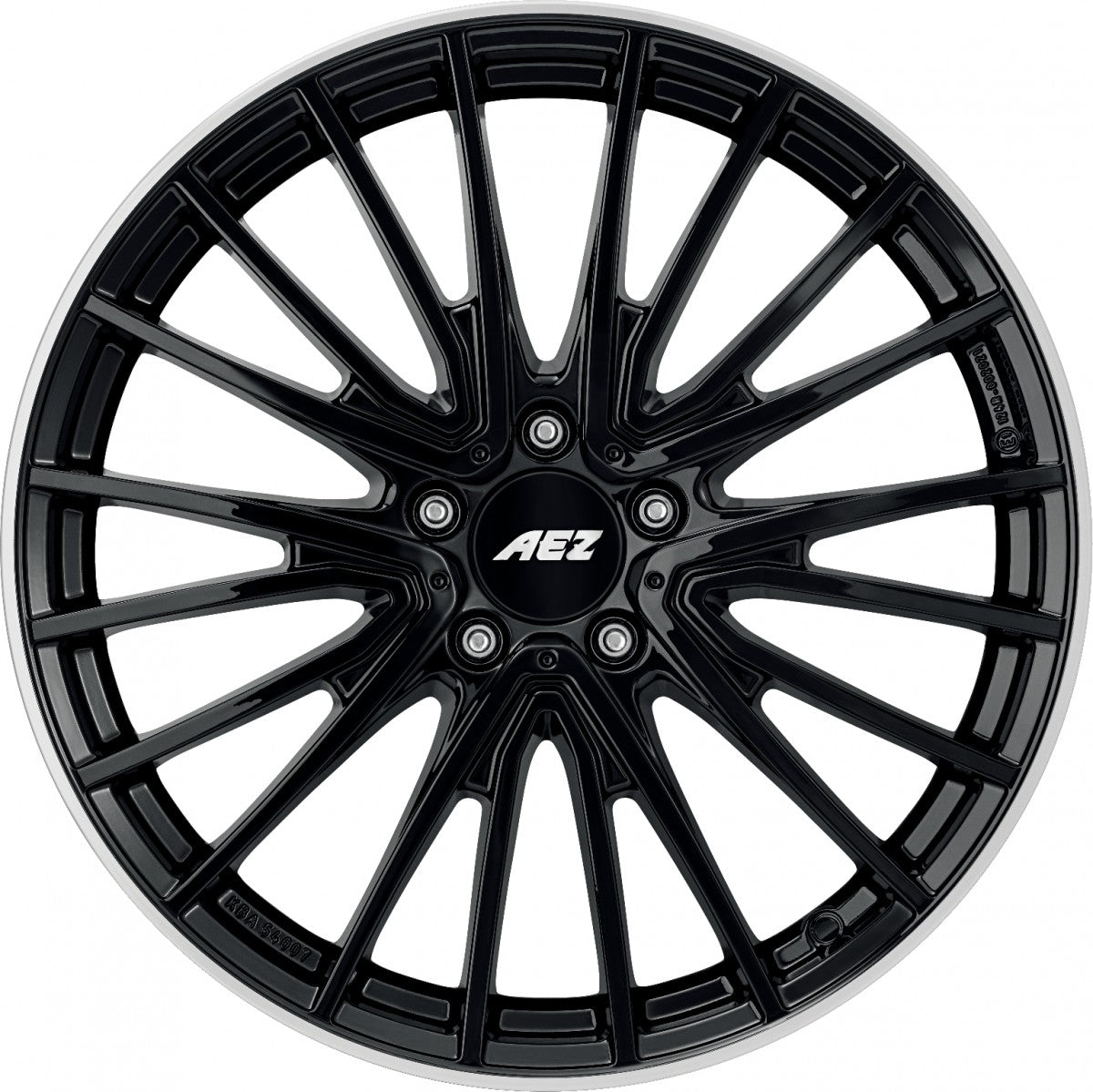 AEZ Berlin black/polished lip 7.5x18 ET49 - LK5/112 ML66.6
