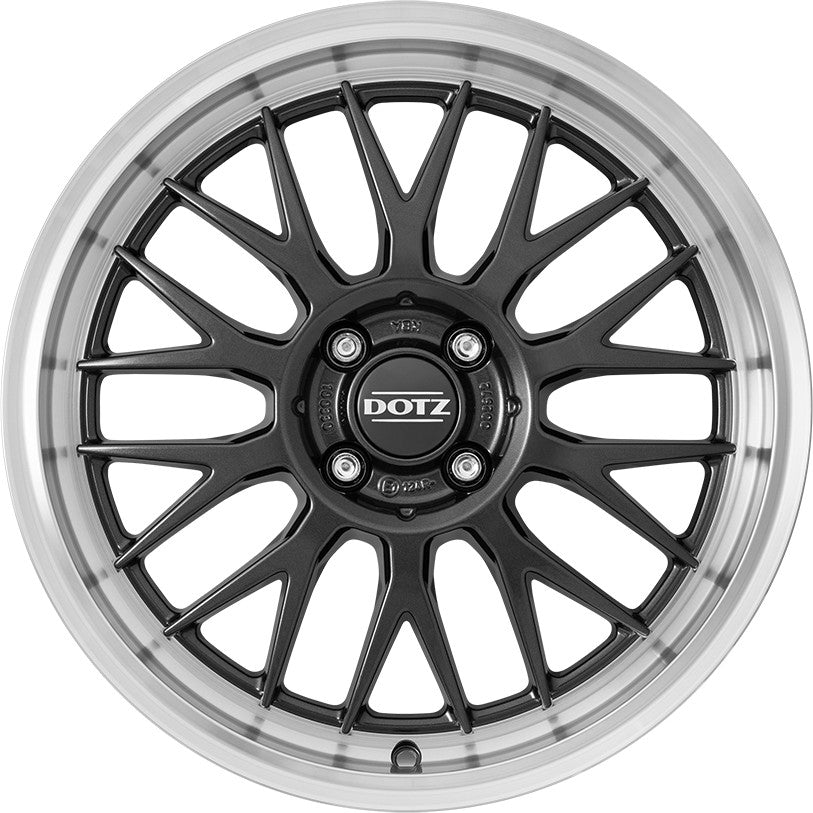 Dotz Bilbao gunmetal/polished lip 8.5x19 ET34 - LK5/114.3 ML71.6