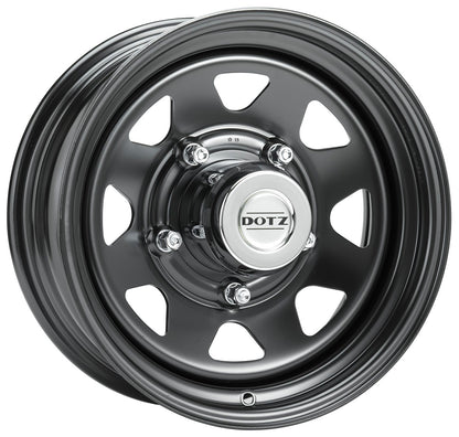 Dotz Dakar black (ohne Nabenbecher) Stahlfelge 6x15 Zoll ET0 LK 5x139.7 ML110.5 – Bild 3