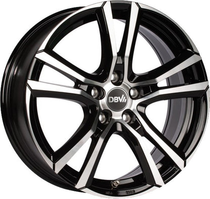 DBV Andorra schwarz glänzend front poliert Alufelge 7.5x17 Zoll ET35 LK 5x112 ML74.1