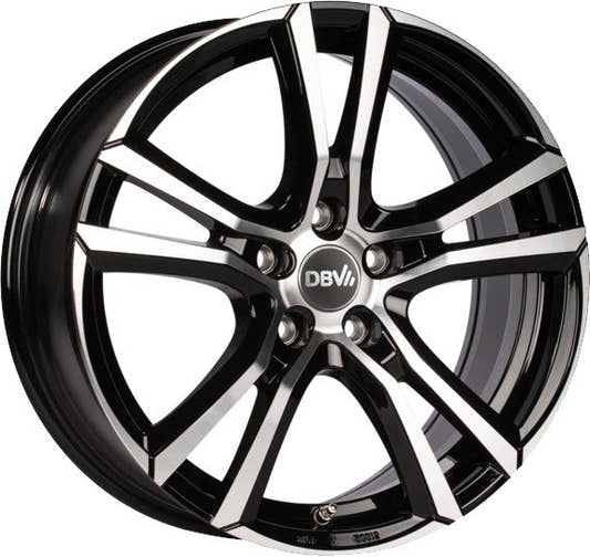 DBV Andorra schwarz glänzend front poliert Alufelge 6.5x16 Zoll ET48 LK 5x114.3 ML74.1