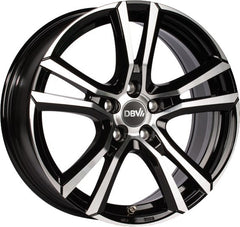 DBV Andorra schwarz glänzend front poliert Alufelge 6.5x16 Zoll ET48 LK 5x114.3 ML74.1