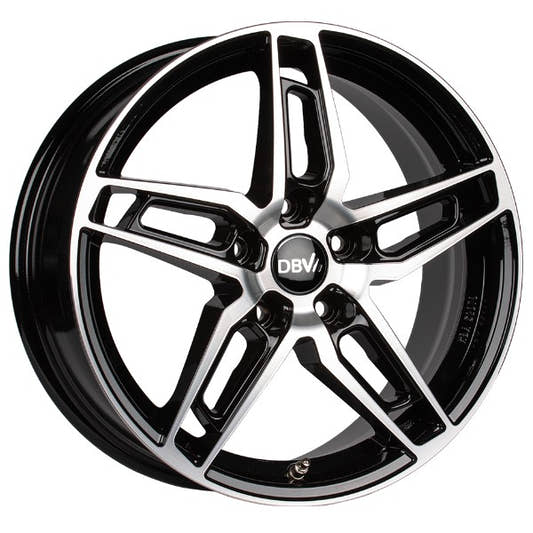 DBV 5DS 005 schwarz glänzend poliert 7x17 ET48 - LK5/114.3 ML71.6