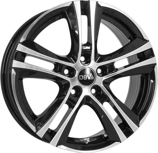 DBV Andorra II schwarz glänzend front poliert 7x17 ET47 - LK5/108 ML70.1