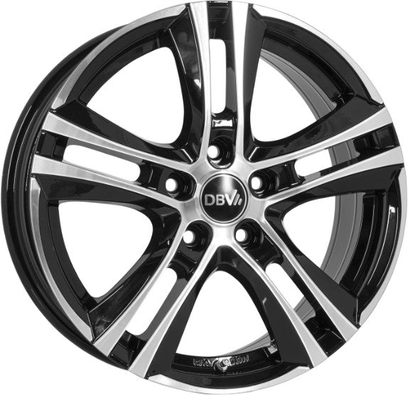 DBV Andorra II schwarz glänzend front poliert 6.5x16 ET50 - LK5/114.3 ML71.6