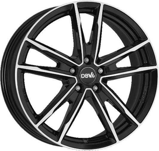 DBV Florida KF schwarz glänzend front poliert 7x17 ET46 - LK5/112 ML57.1
