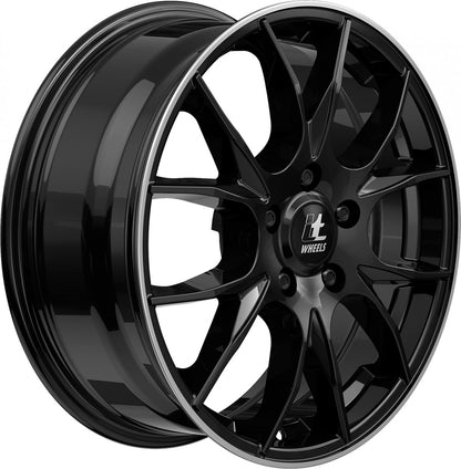 itWheels Kira gloss black polished lip 7x17 ET18 - LK4/108 ML65.1