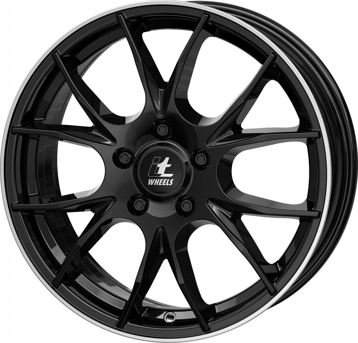 itWheels Kira gloss black polished lip 7x17 ET18 - LK4/108 ML65.1