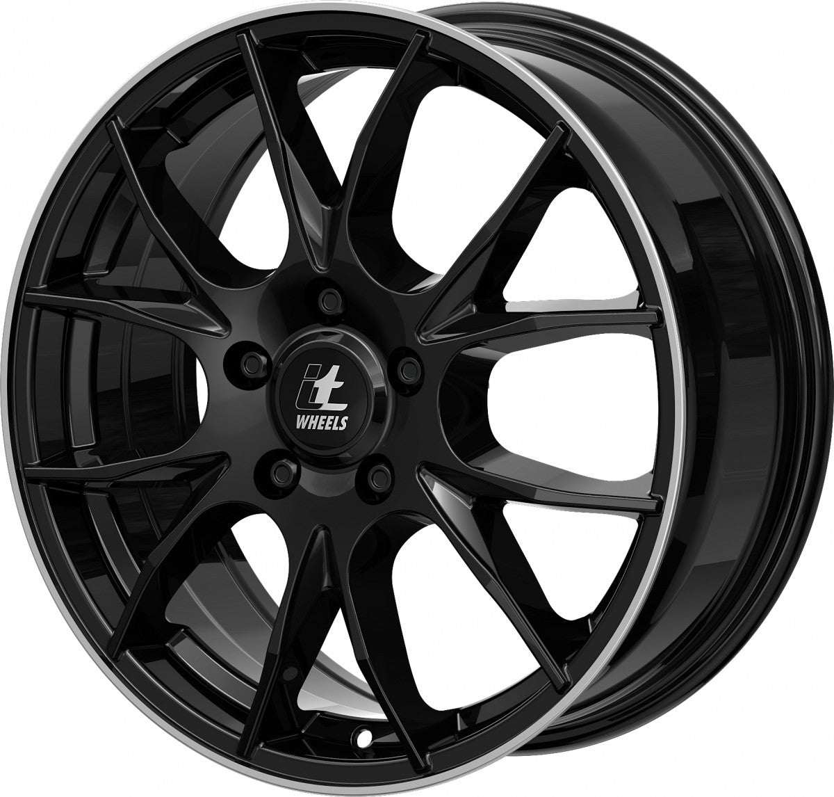 itWheels Kira gloss black polished lip 7x17 ET18 - LK4/108 ML65.1