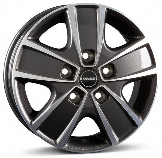 Borbet CWG mistral anthracite glossy polished 6x16 ET68 - LK5/118 ML71.1