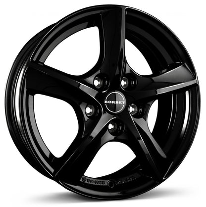 Borbet TL black glossy 5-Speiche 5.5x15 ET40 - LK5/100 ML57.06