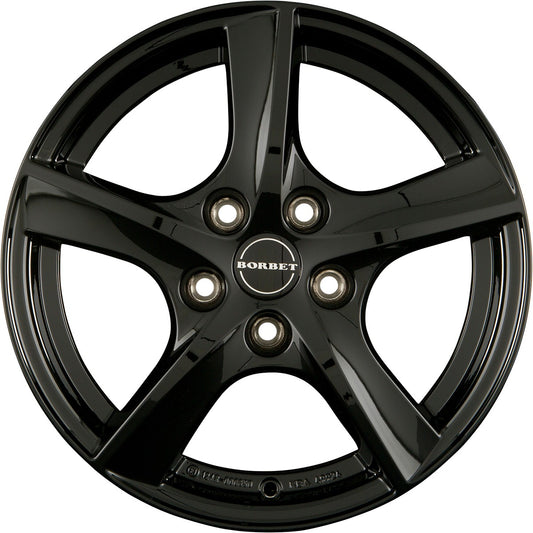 Borbet TL black glossy 5-Speiche 5.5x15 ET40 - LK5/100 ML57.06